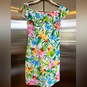 Tommy Bahama Watercolor Floral Off-Shoulder Spa Resort Coverup Dress